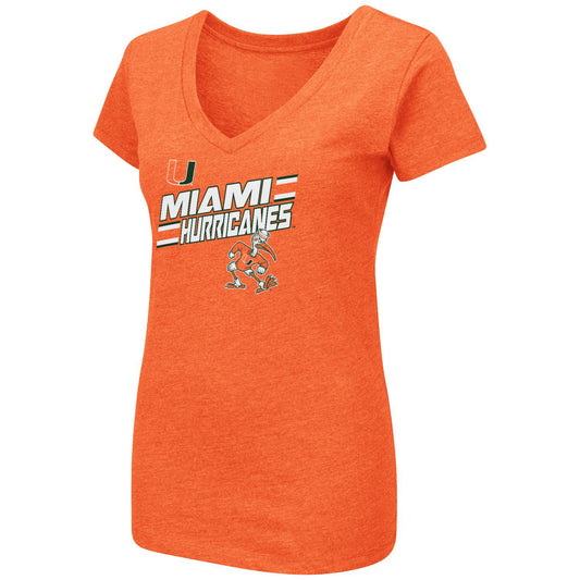 Colosseum Miami Hurricanes Women's Orange Sebastian V-Neck T-Shirt