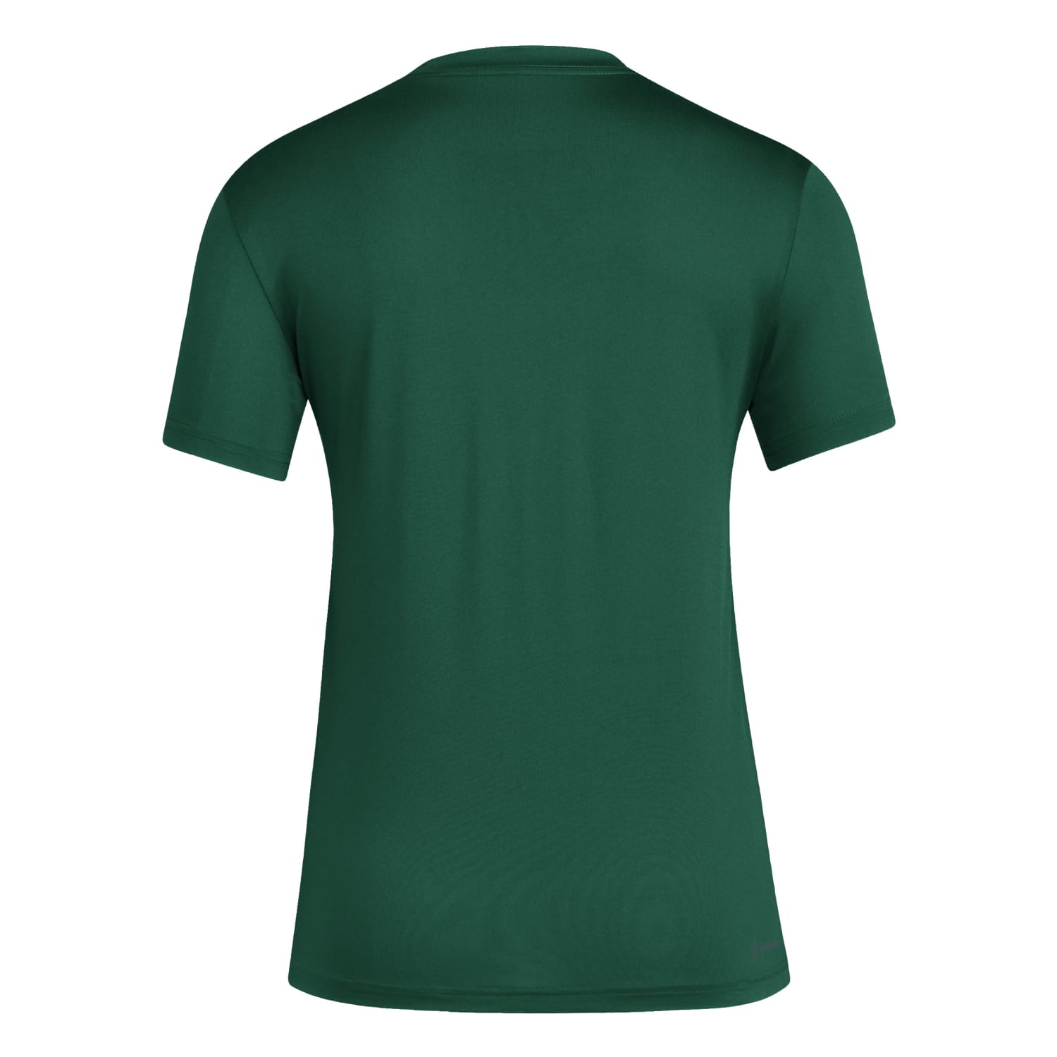 adidas Miami Hurricanes Women's Green AEROREADY Hurricanes Baseball Old English M T-Shirt - Back View