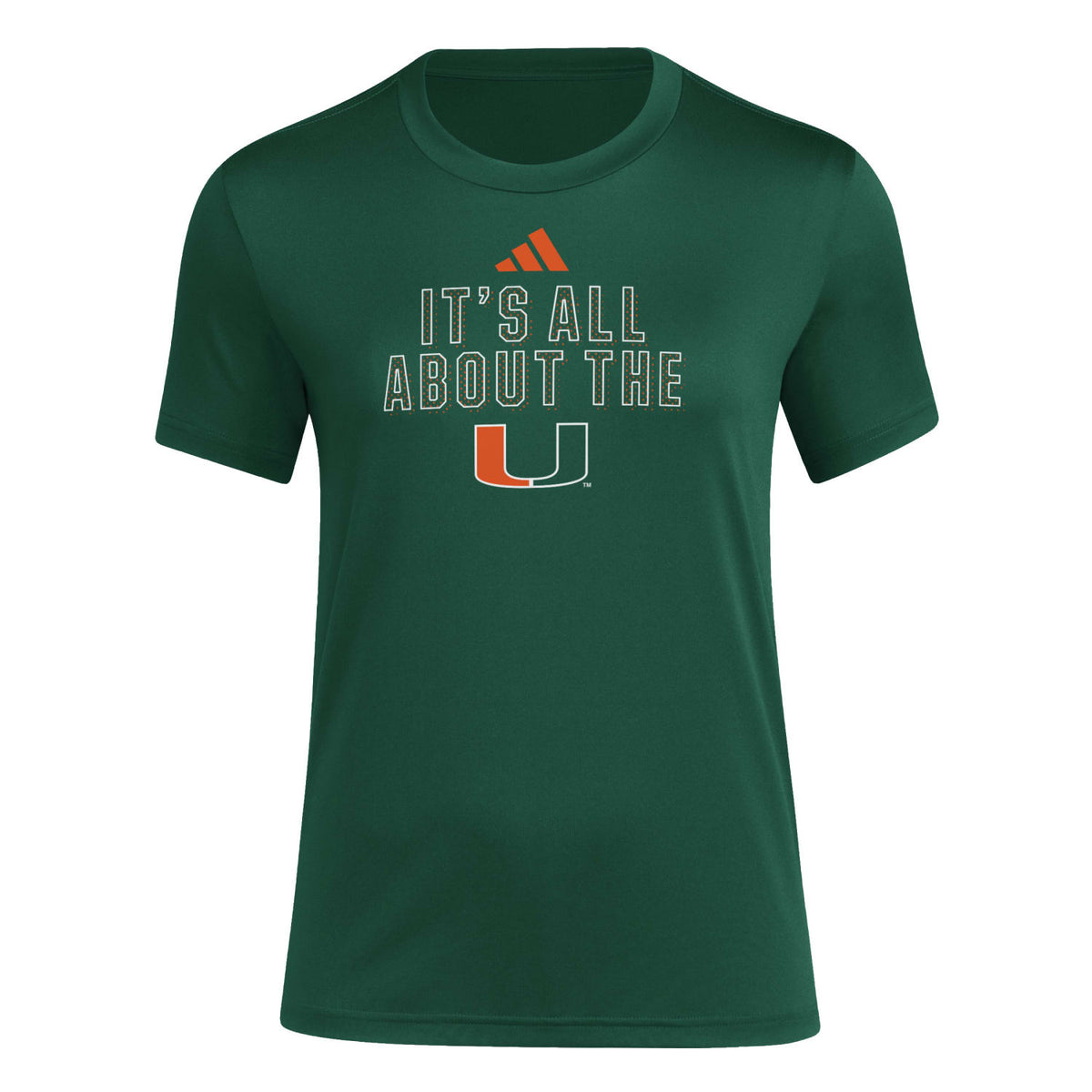 adidas Women&#39;s Miami Hurricanes Green Performance  T-Shirt