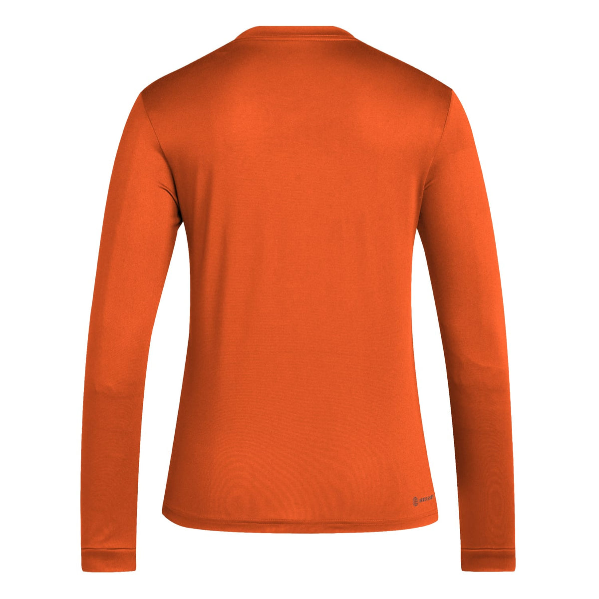 adidas Miami Hurricanes Women&#39;s Orange AREOREADY Miami Canes Basketball Long Sleeve Pregame T-Shirt - Back View