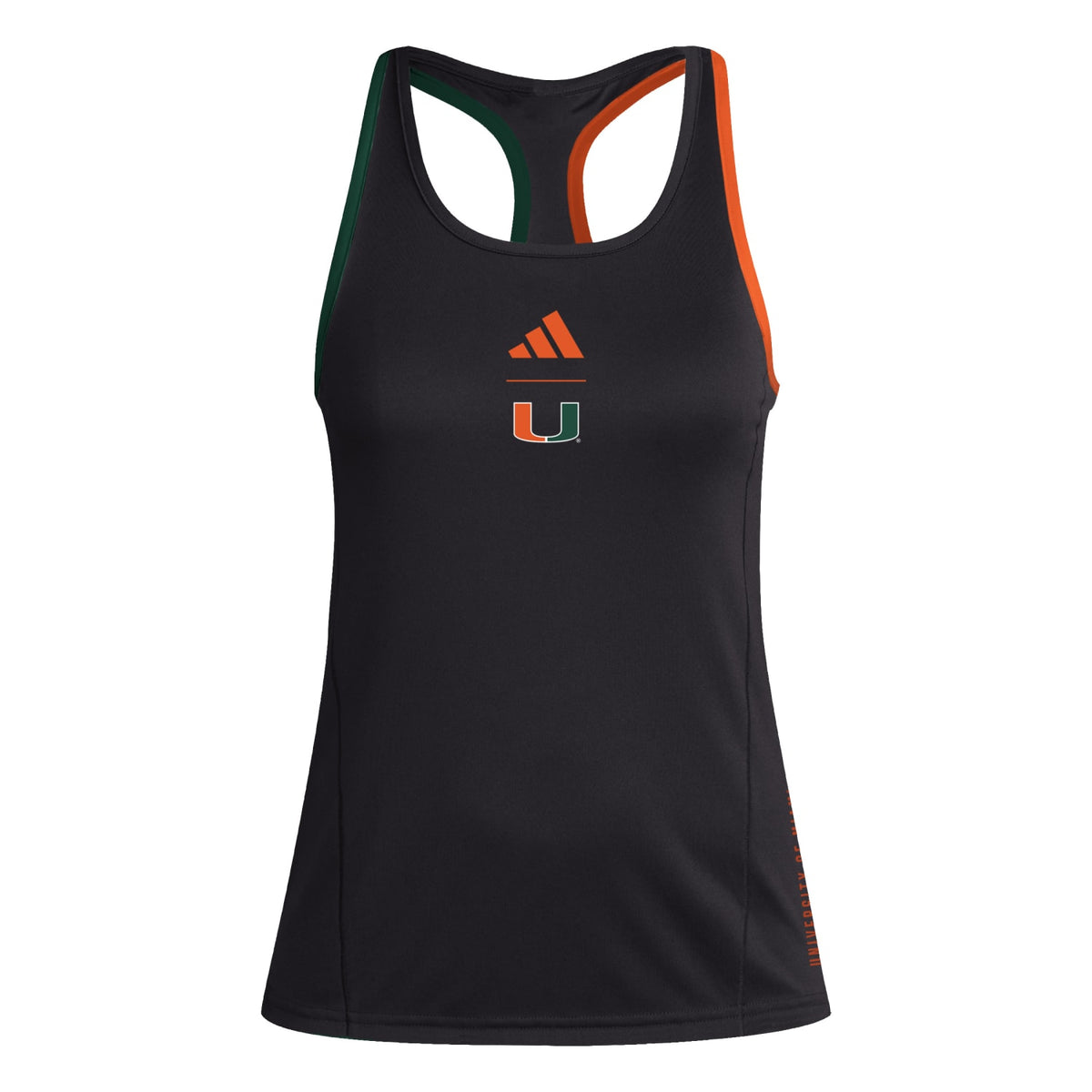 adidas Miami Hurricanes Women&#39;s Black AEROREADY U Logo Racerback Tank Top