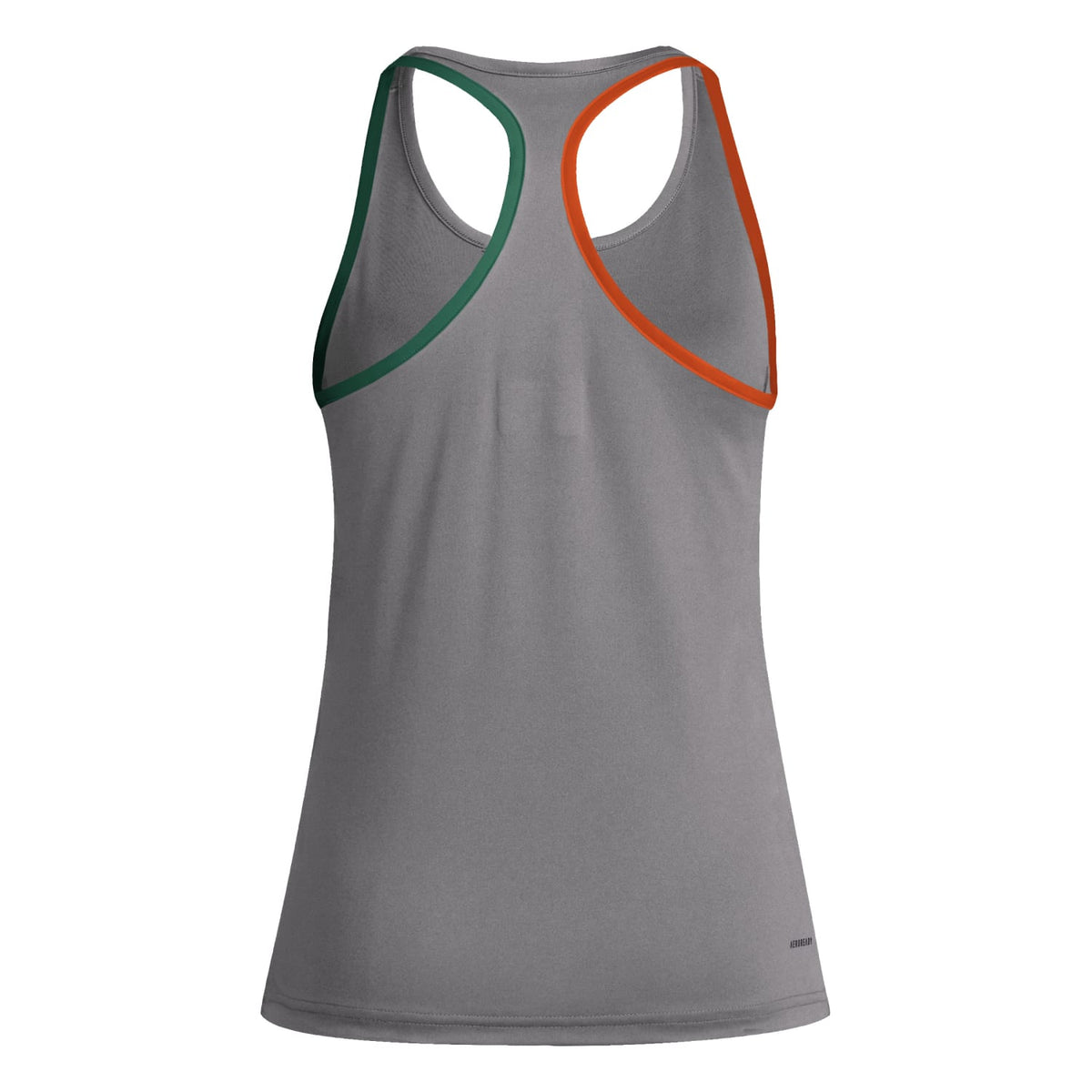 adidas Miami Hurricanes Women&#39;s Grey AEROREADY U Logo Racerback Tank Top - Back View