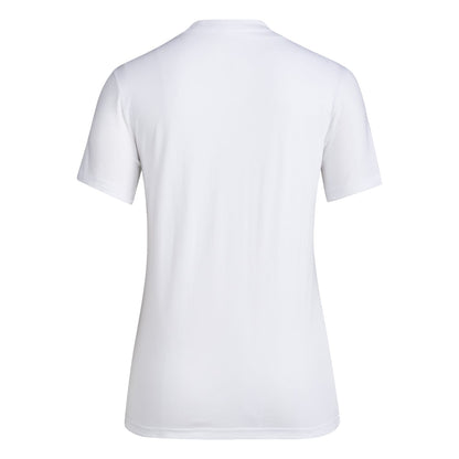 adidas Miami Hurricanes Women's White AEROREADY Breast Cancer Awareness Pregame T-Shirt - Back View