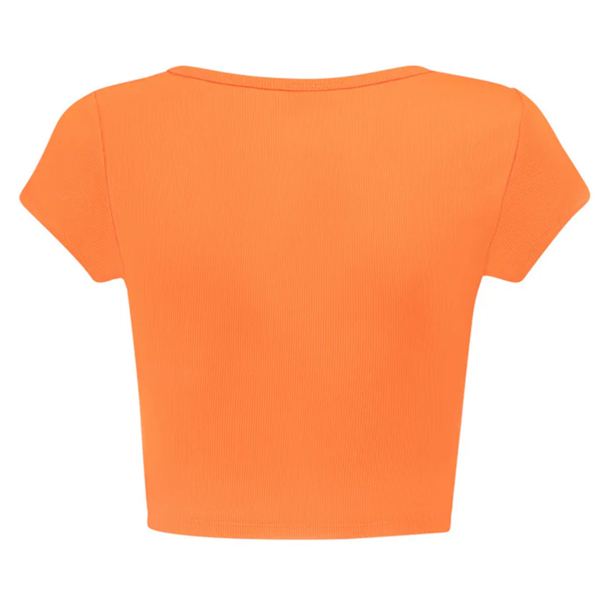 Hype & Vice Miami Hurricanes U Orange Cali Ribbed Cropped T-Shirt - Front View