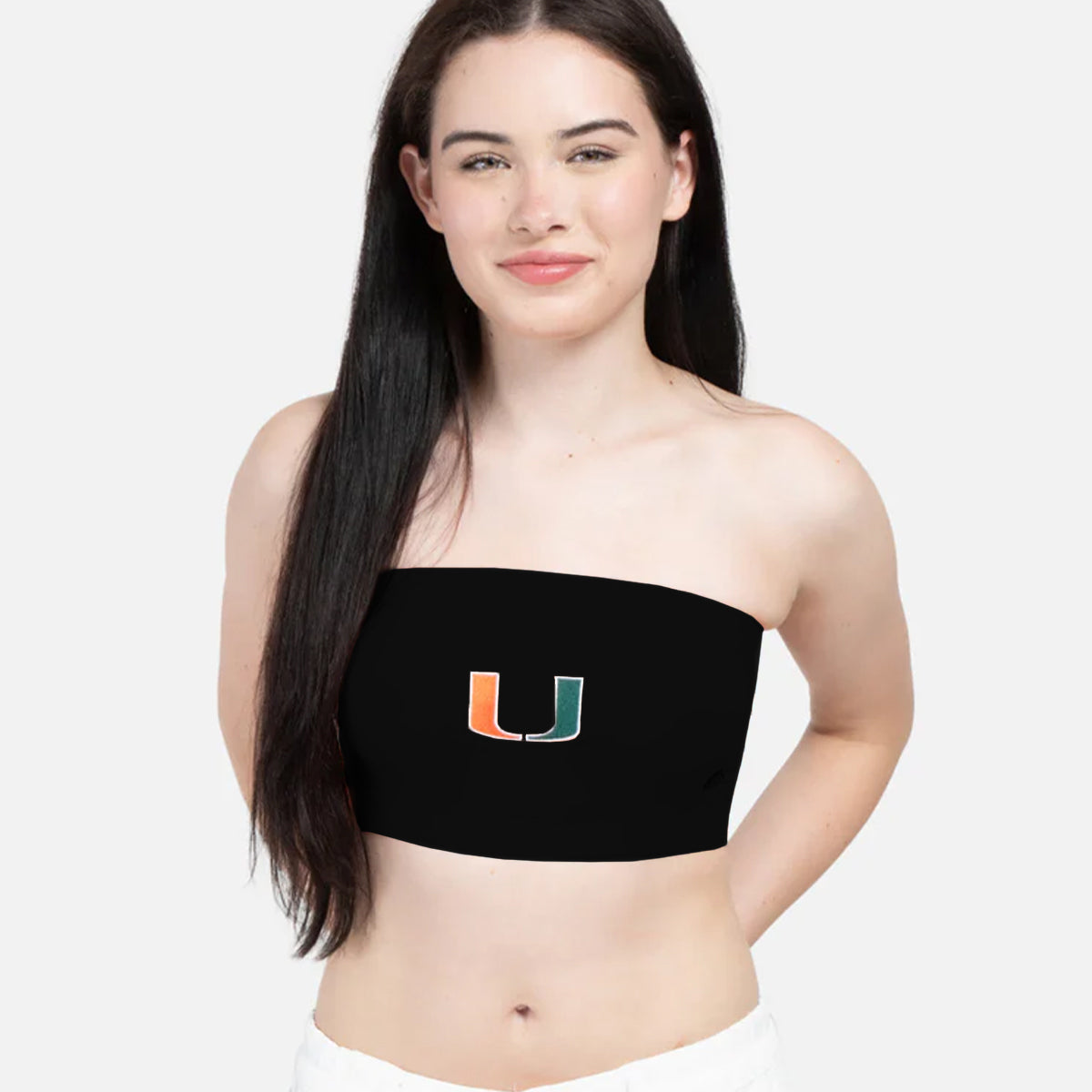 Hype &amp; Vice Miami Hurricanes U Black Bandeau - Model View