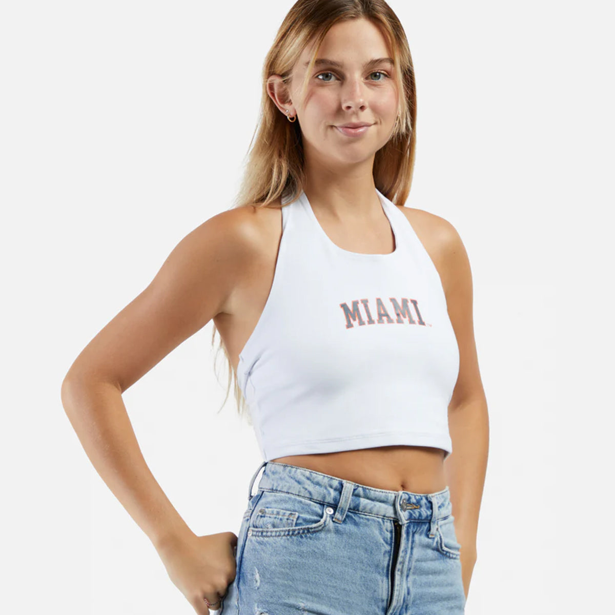 Hype &amp; Vice Miami Hurricanes White Tailgate Top - Alternate Model View