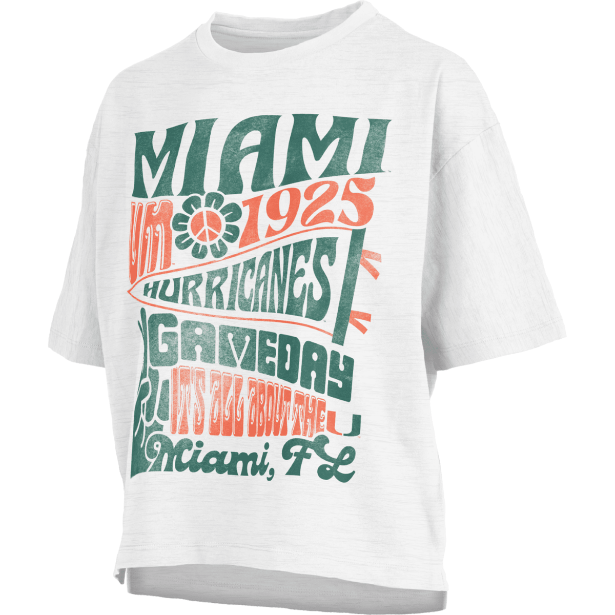 Pressbox Women&#39;s Miami Hurricanes White Motley Meadow Slub T-Shirt