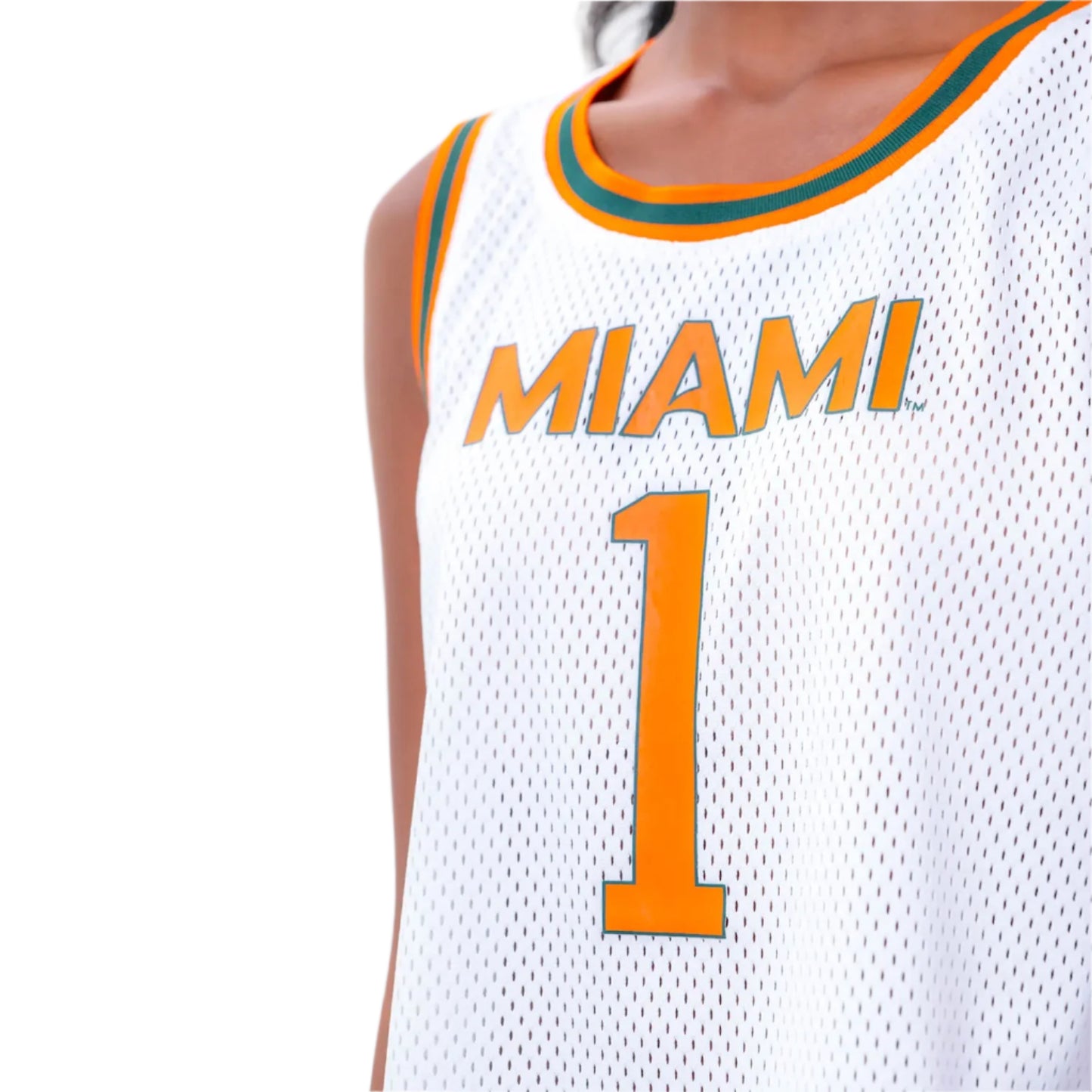 ESTABLISHED & CO. Miami Hurricanes Women's White Mesh Basketball Jersey - Main View