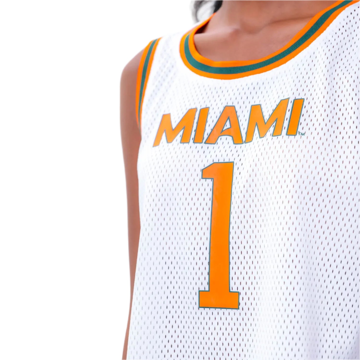 ESTABLISHED & CO. Miami Hurricanes Women's White Mesh Basketball Jersey - Main View