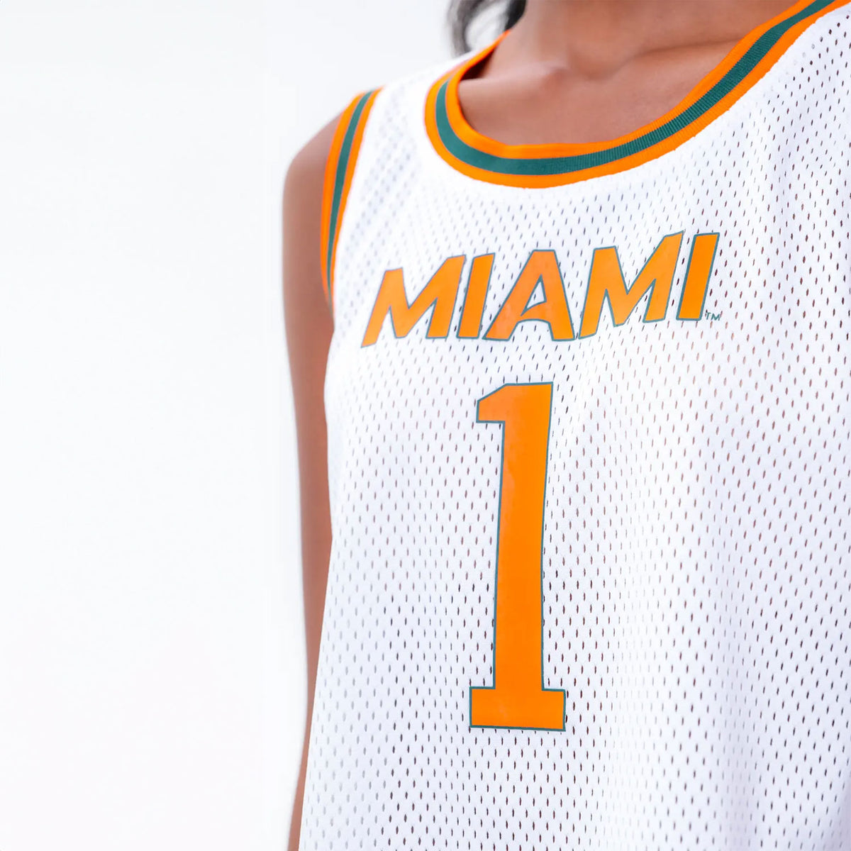 ESTABLISHED &amp; CO. Miami Hurricanes Women&#39;s White Mesh Basketball Jersey - Main View