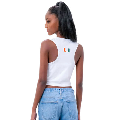 ESTABLISHED & CO. Miami Hurricanes Women's White Miami Cropped Tank Top