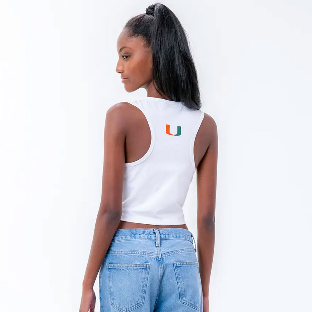 ESTABLISHED &amp; CO. Miami Hurricanes Women&#39;s White Miami Cropped Tank Top