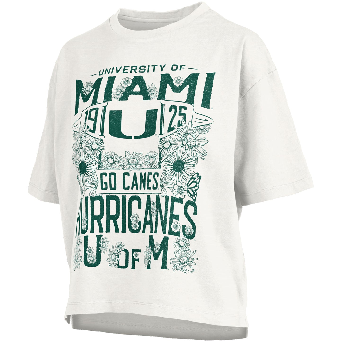 Pressbox Miami Hurricanes Women's White Floral Graphic T-Shirt