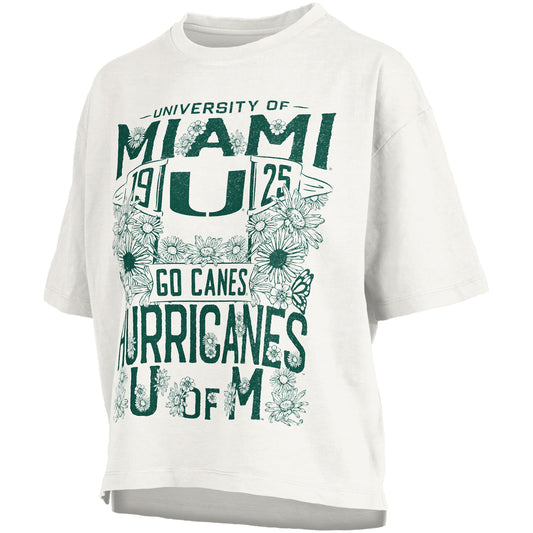 Pressbox Miami Hurricanes Women's White Floral Graphic T-Shirt