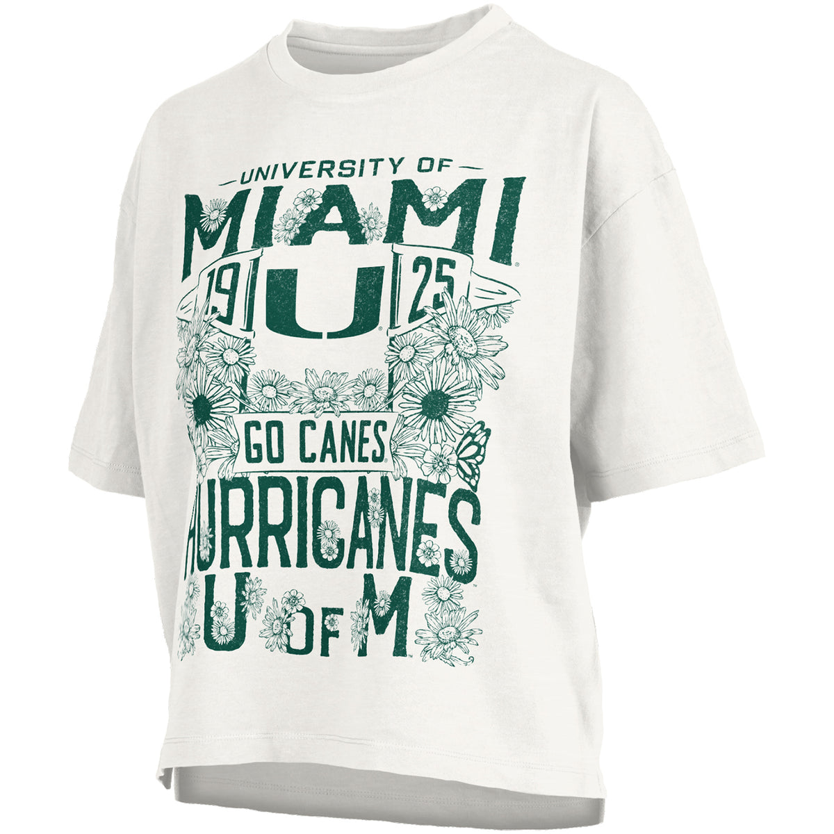 Pressbox Miami Hurricanes Women&#39;s White Floral Graphic T-Shirt