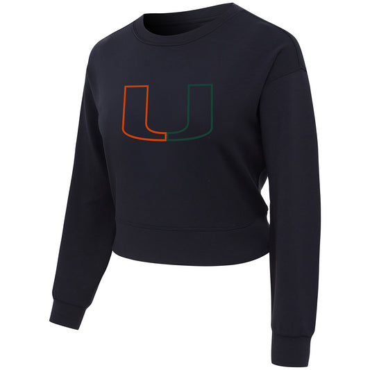 Concepts Sport Miami Hurricanes Women’s Black Darby Cropped Sweatshirt
