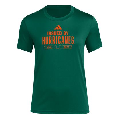 adidas Miami Hurricanes Women's Green Issued By Hurricanes Performance T-Shirt