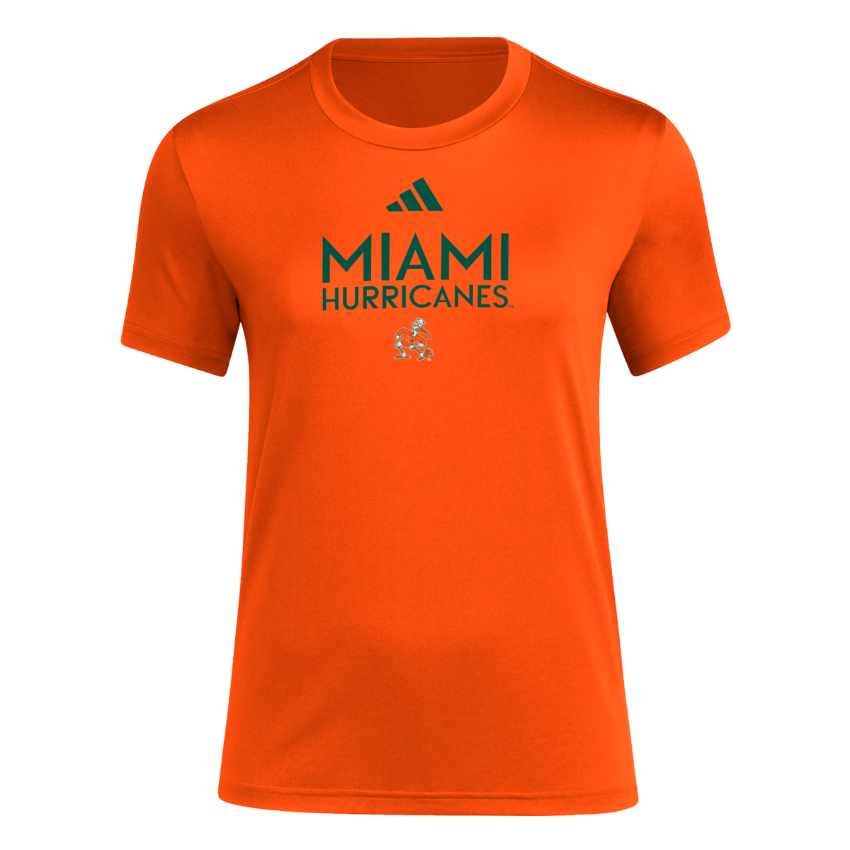 adidas Miami Hurricanes Women&#39;s Orange Sebastian Pregame Performance T-Shirt