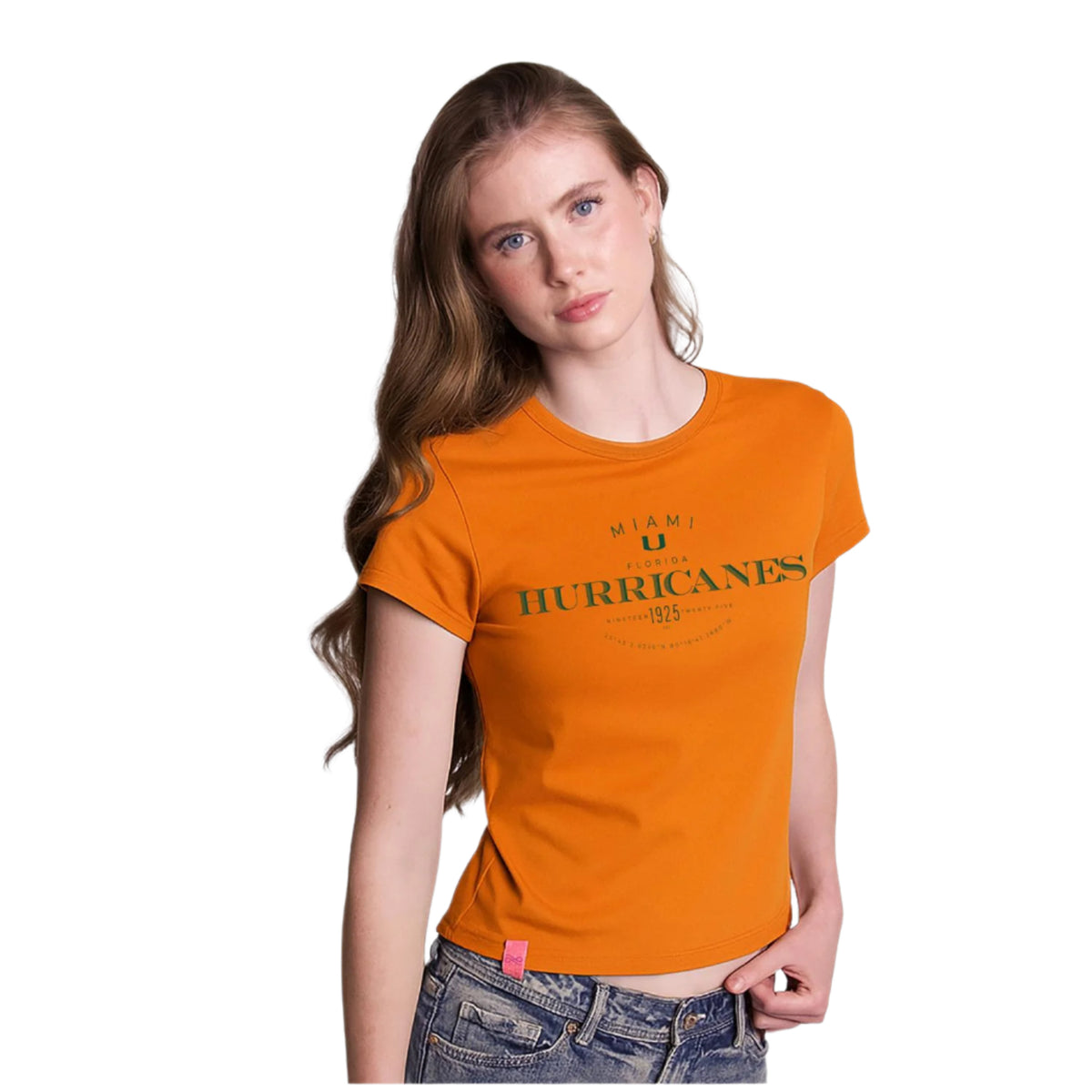 Lusso Miami Hurricanes Women&#39;s Orange Vintage Cropped T-Shirt