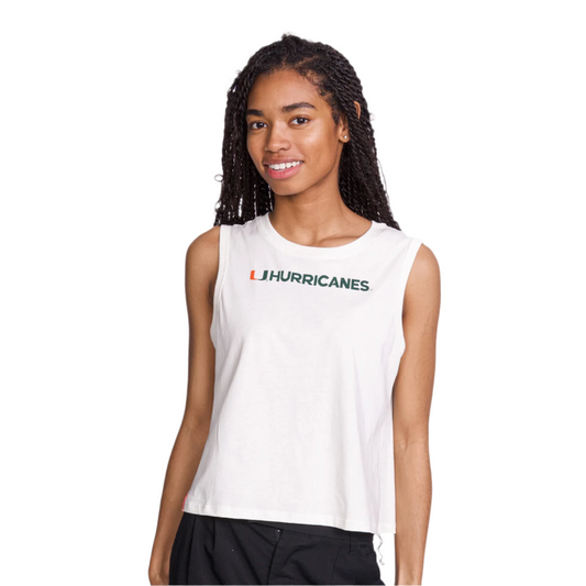 Lusso Miami Hurricanes Women's White U Hurricanes Tank Top