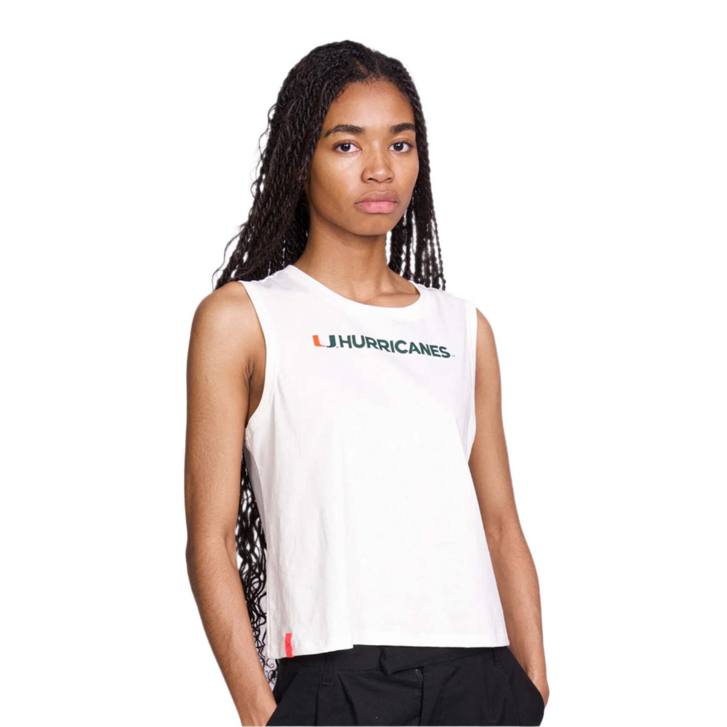 Lusso Miami Hurricanes Women's White U Hurricanes Tank Top