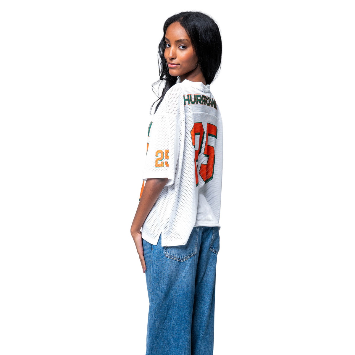 ESTABLISHED &amp; CO. Miami Hurricanes Women&#39;s White #25 Classic Football Jersey