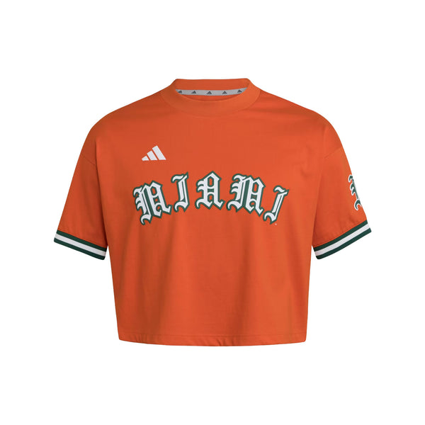 adidas Miami Hurricanes Women's Orange Cropped Replica Jersey