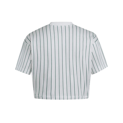 adidas Miami Hurricanes Women's White Pinstripe Old English "M" Baseball Cropped Jersey