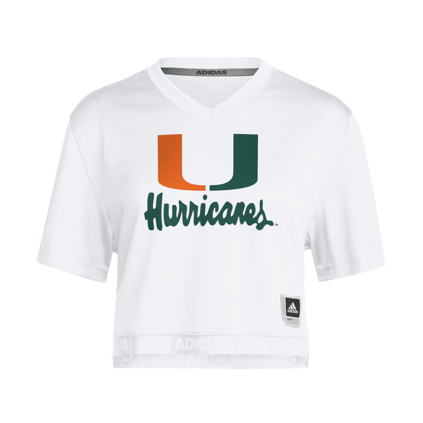 adidas Miami Hurricanes Women's White Cropped Jersey