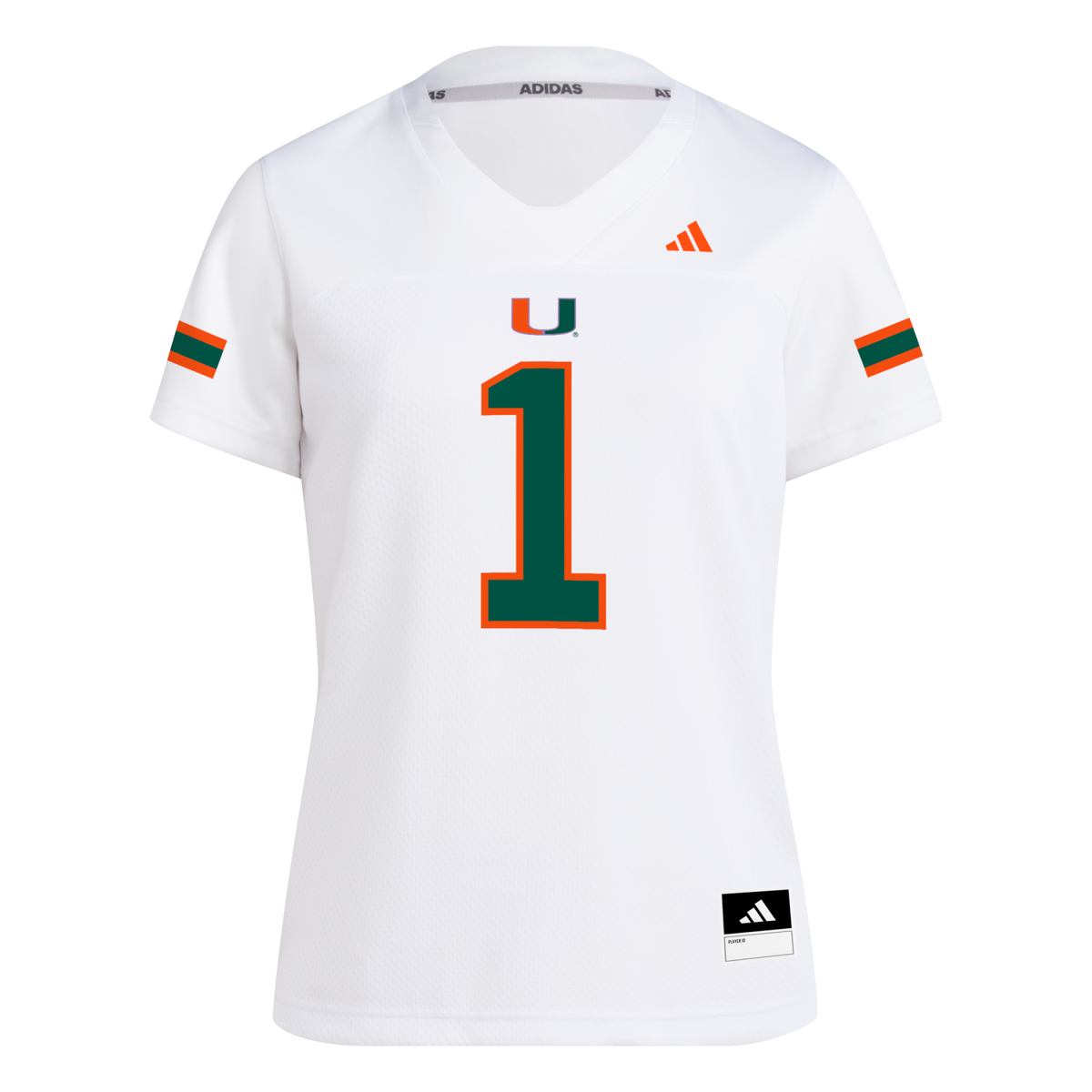 adidas Miami Hurricanes Women’s White #1 Replica Football Jersey
