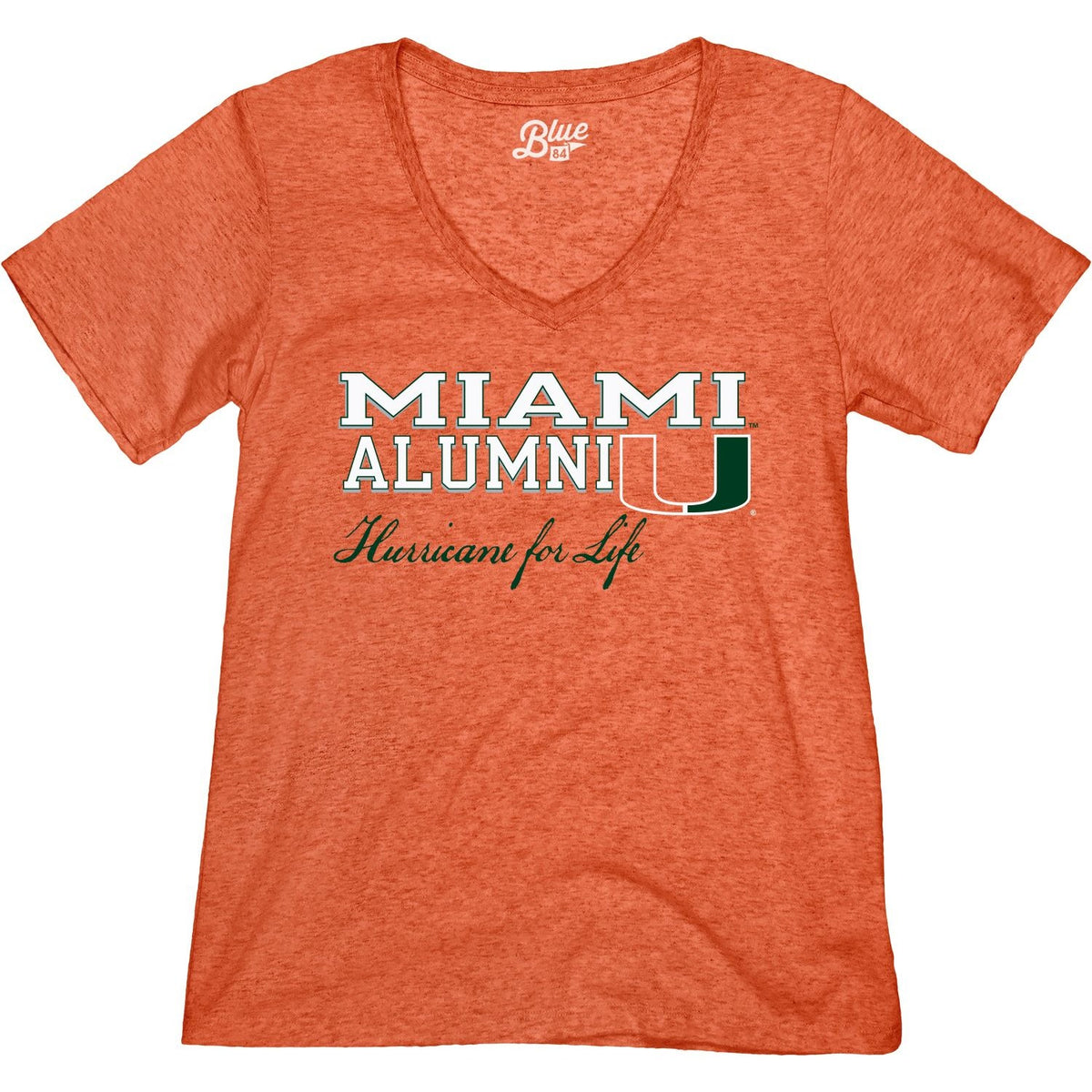 Blue 84 University of Miami Alumni Women&#39;s  Orange V Neck T-Shirt