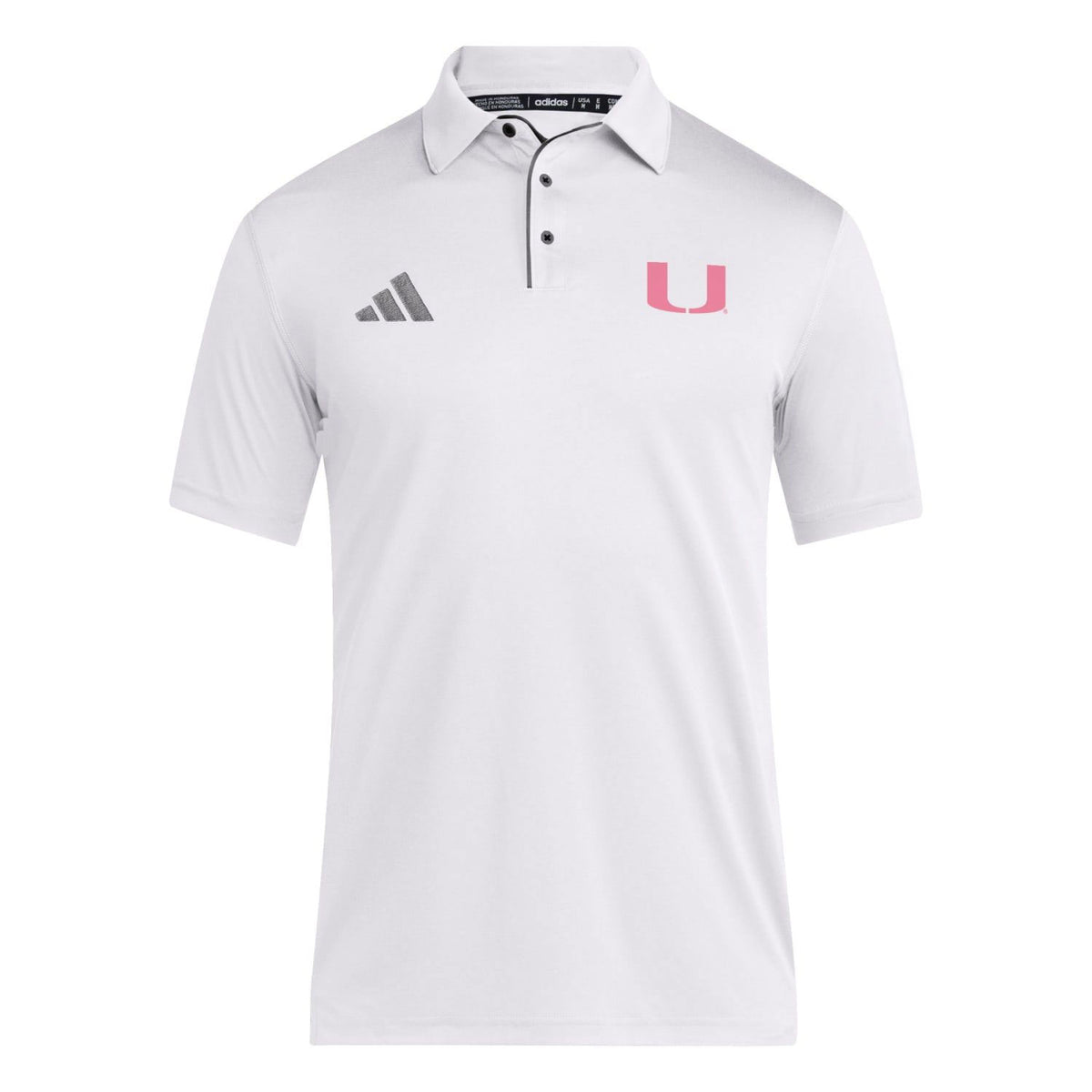 adidas Miami Hurricanes Breast Cancer Coaches AEROREADY White Polo