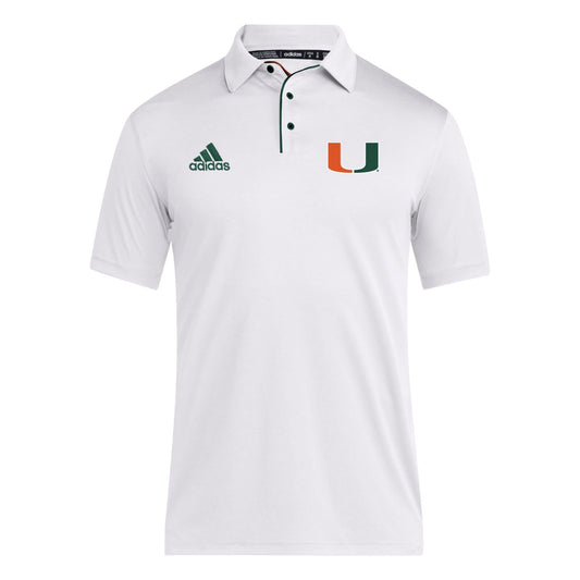 adidas Miami Hurricanes Coaches AEROREADY White Polo