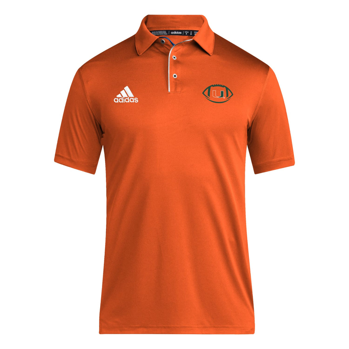 adidas Miami Hurricanes Football Coaches AEROREADY Orange Polo