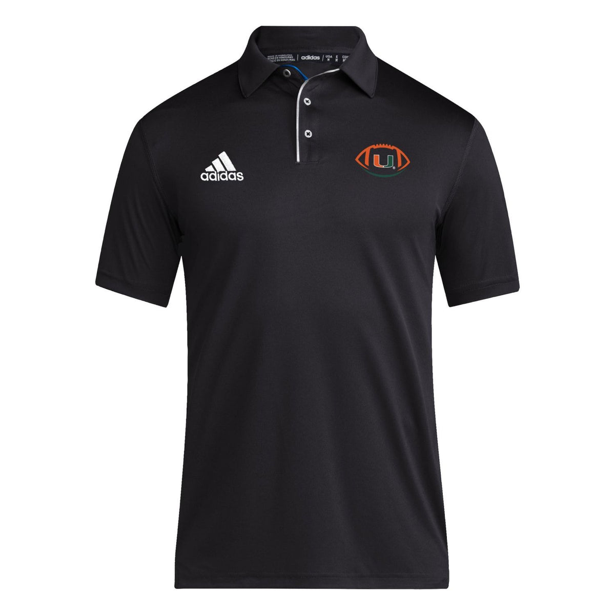 adidas Miami Hurricanes Football Coaches AEROREADY Black Polo