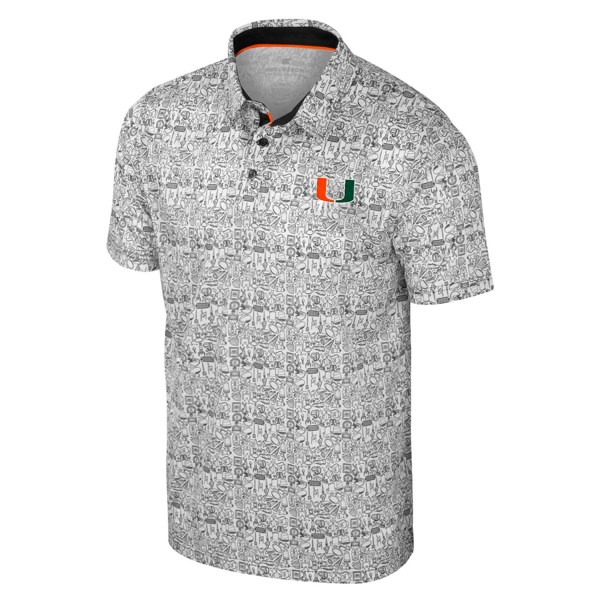 Colosseum University Of Miami White Sublimated It&#39;s Time! Polo