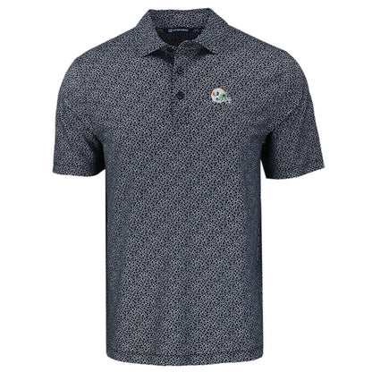 Cutter & Buck Miami Hurricanes Pike Eco Pebble  Black Polo