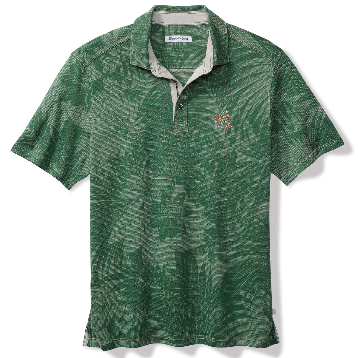 Tommy Bahama Miami Hurricanes Green Santiago Paradise Floral Polo