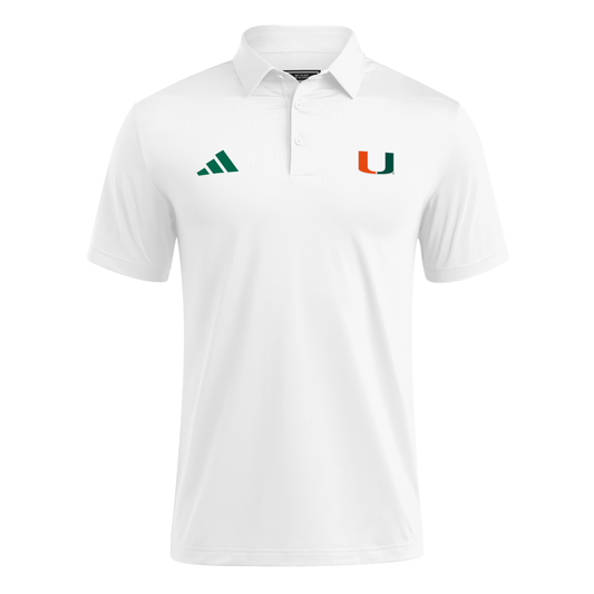 adidas Miami Hurricanes White The U Classic Ultimate 365 Polo