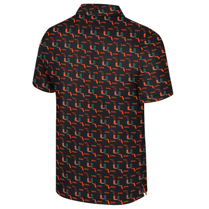 Colosseum Miami Hurricanes Black U All-Over Print Polo