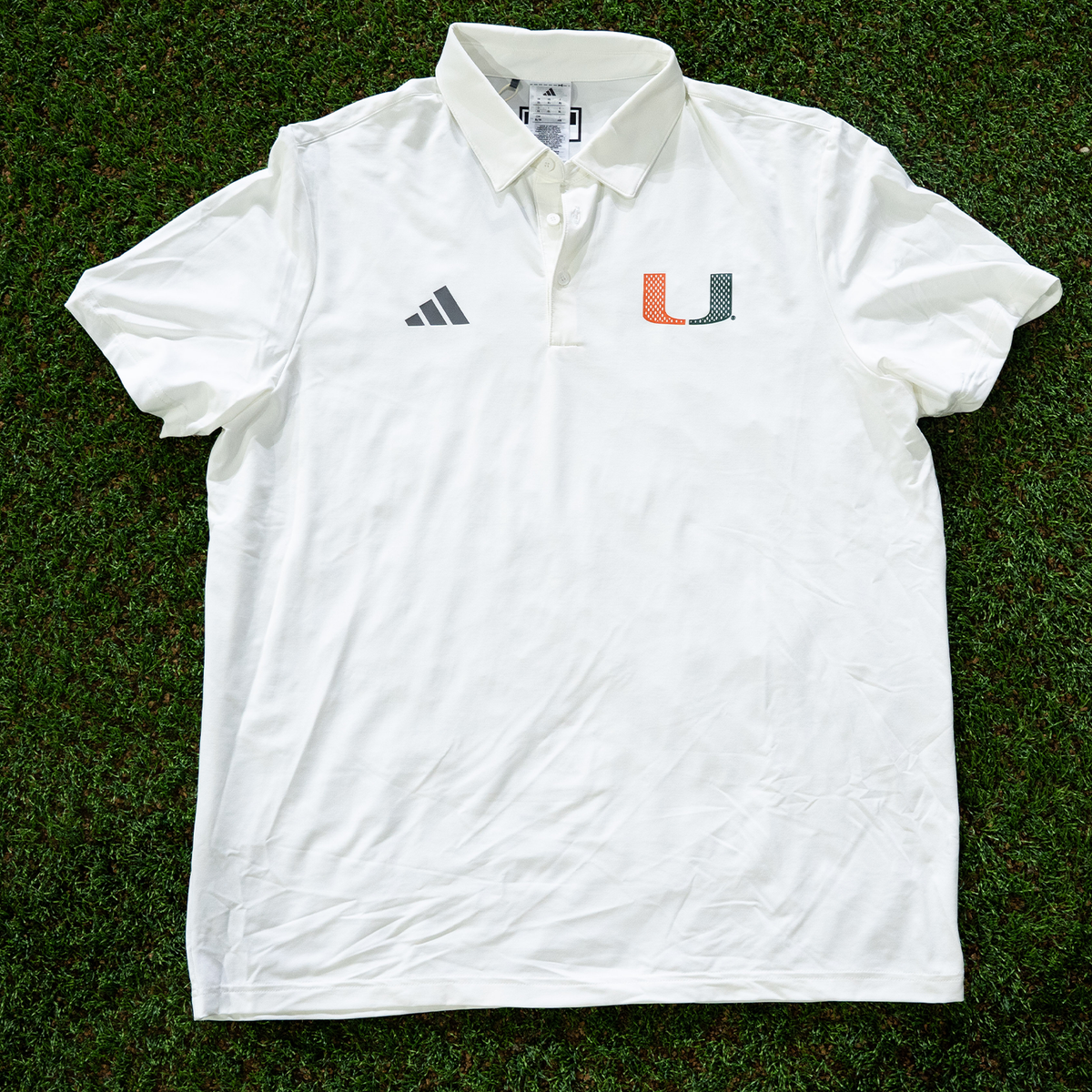 adidas Miami Hurricanes Men's White 2001 Collection Mesh U Polo