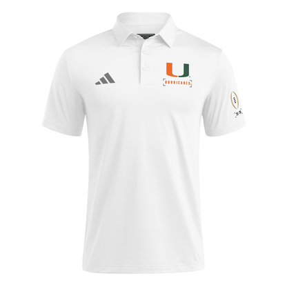 adidas Miami Hurricanes White 2025-26 College Football Playoff Polo