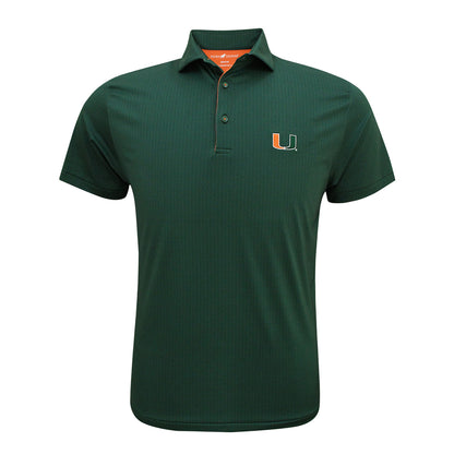 Horns Legends Miami Hurricanes Green U Weave Polo