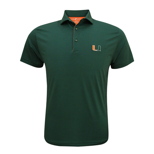 Horns Legends Miami Hurricanes Green U Weave Polo