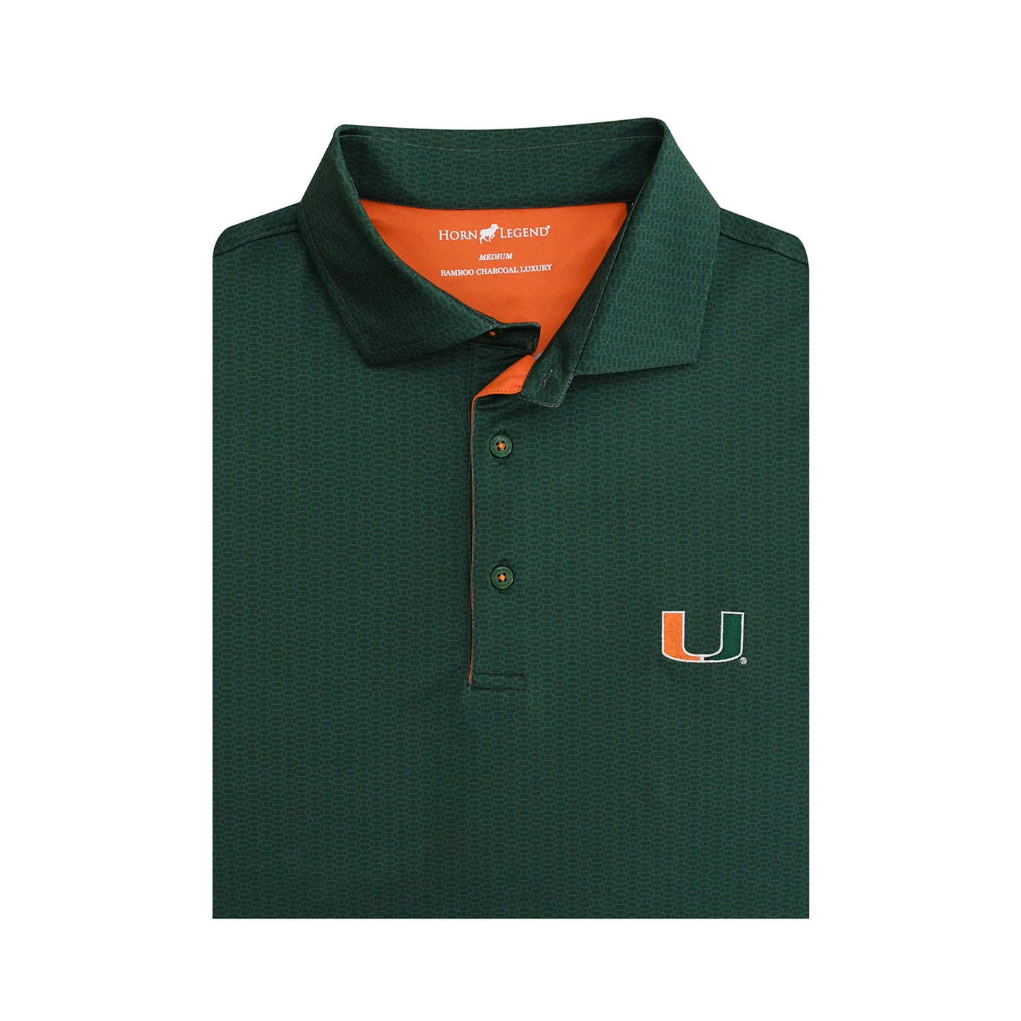 Horns Legends Miami Hurricanes Green U Weave Polo