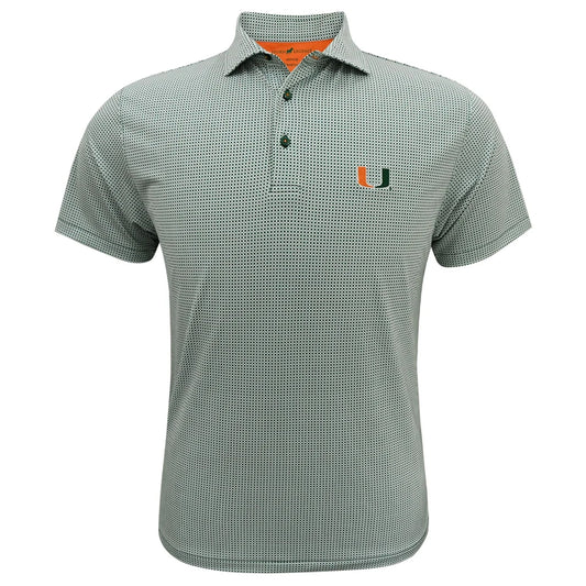 Horns Legends Miami Hurricanes Green Gingham U Performance Polo