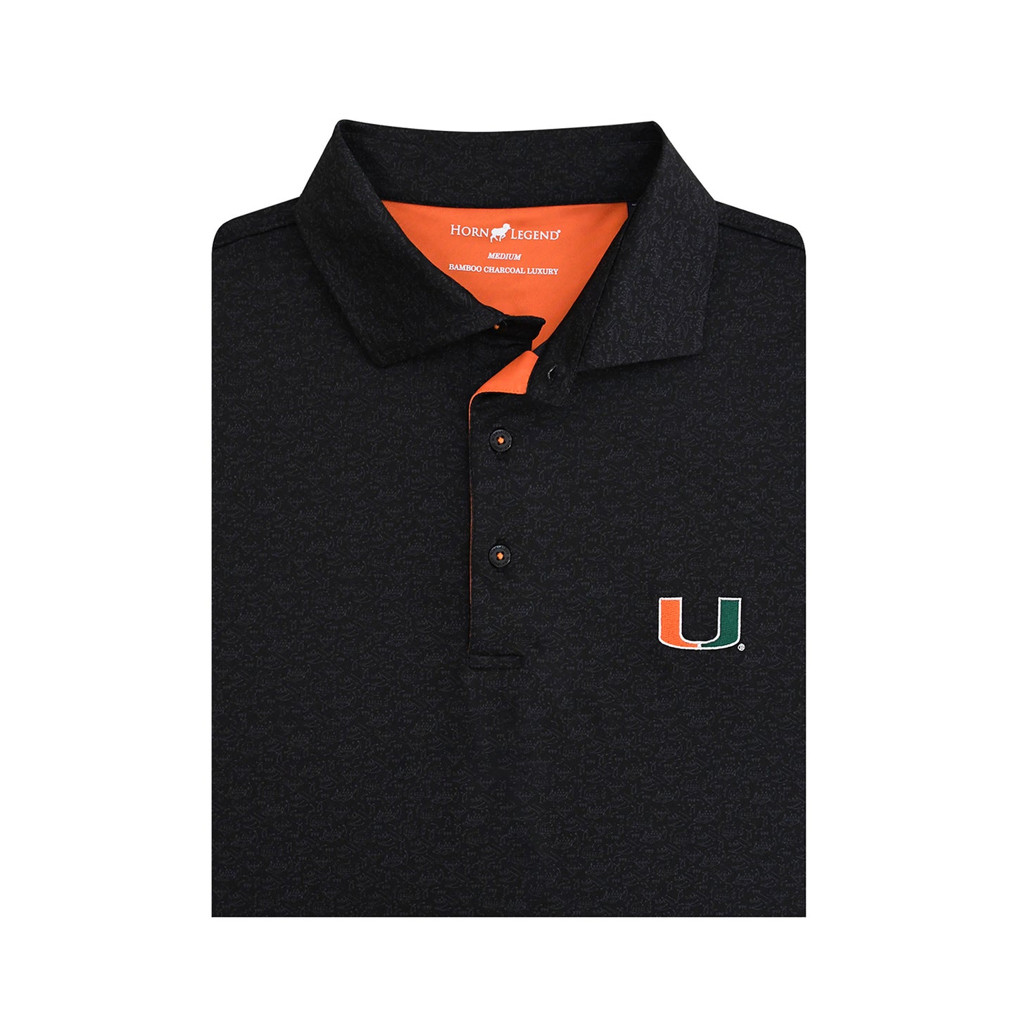Horns Legends Miami Hurricanes Black U Performance Polo