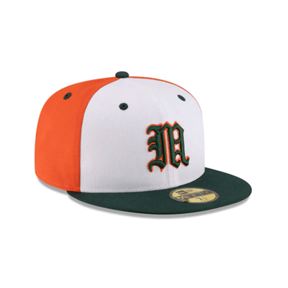 New Era Miami Hurricanes Multi-Color White, Green, and Orange Old English "M" On-Field 59FIFTY Fitted Hat