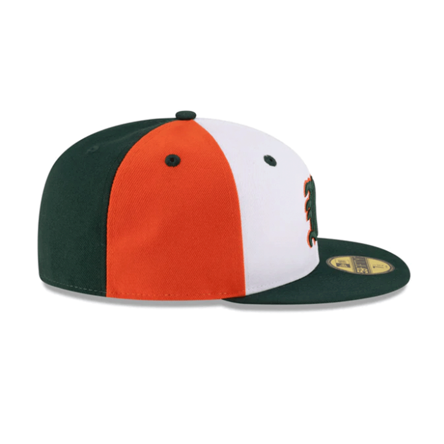 New Era Miami Hurricanes Multi-Color White, Green, and Orange Old English "M" On-Field 59FIFTY Fitted Hat