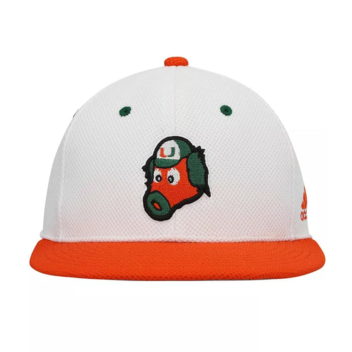 Adidas Miami Hurricanes Baseball Maniac Fitted Hat - Front View